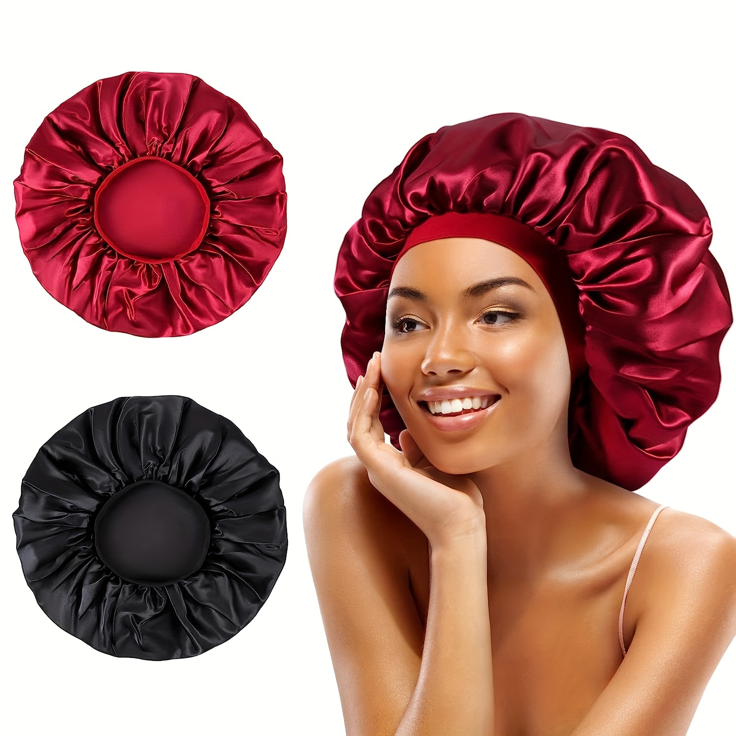 2 Pezzi Grande Cuffia In Raso Seta Donna - Cuffia Dormire Fascia Elastica  Extra Morbida Capelli Ricci Treccia Dreadlock Accessori Bagno - Bellezza E  Salute - Temu Italy