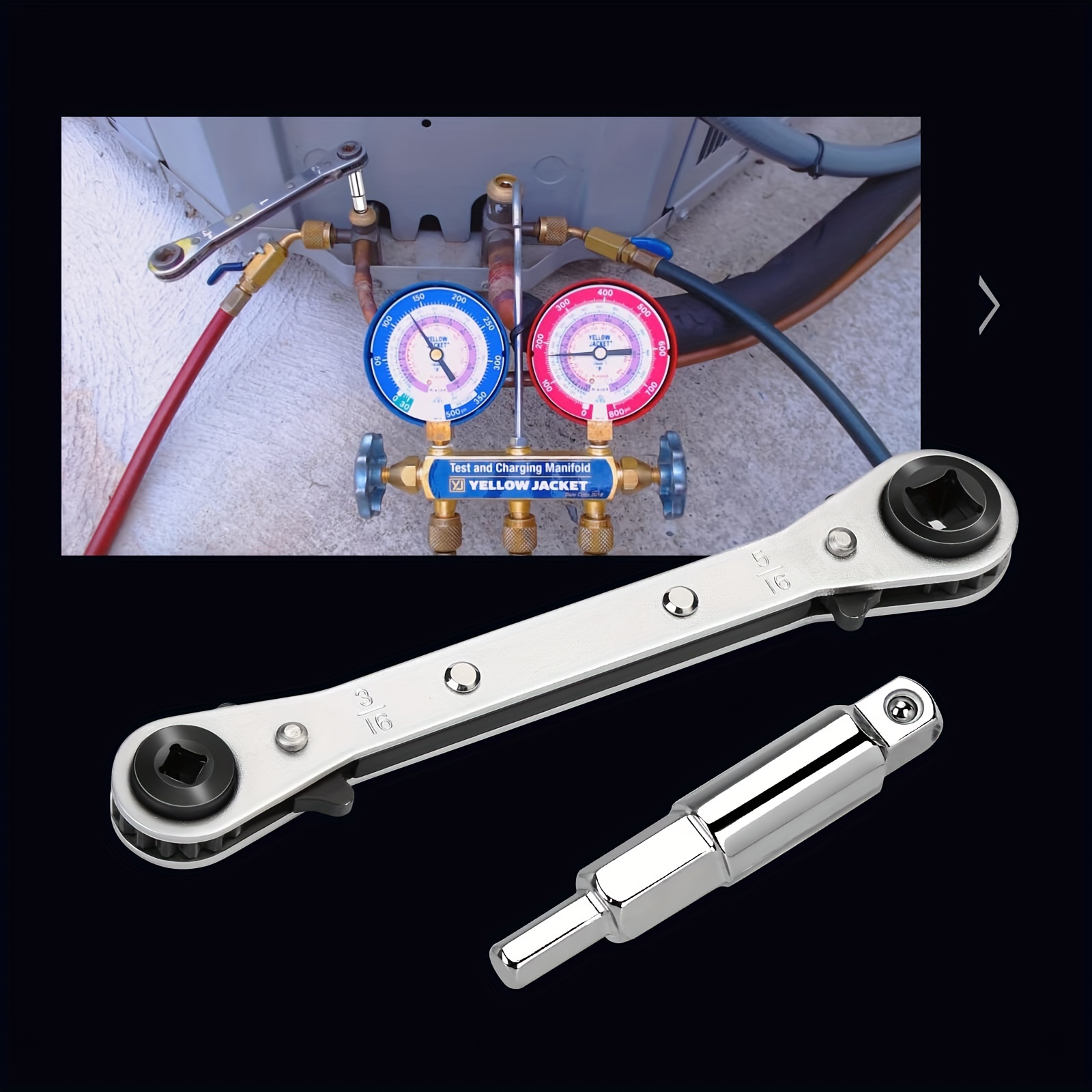 Ratchet Wrench Refrigeration Service Air Conditioner Valve Repair Tool 