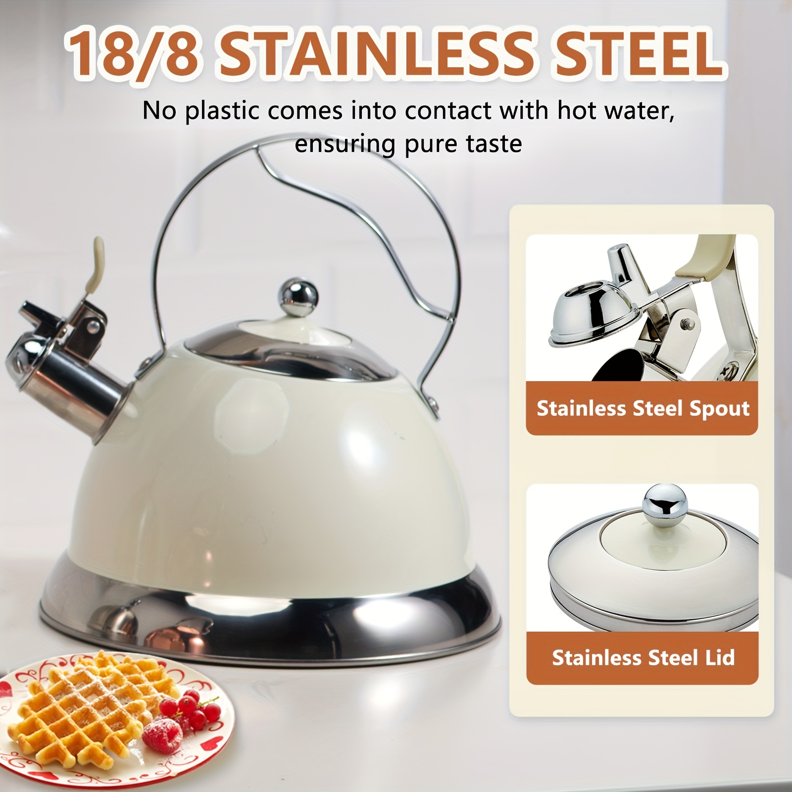 2.6/3.2qt Stainless Steel Teakettle, Whistling Tea Kettle