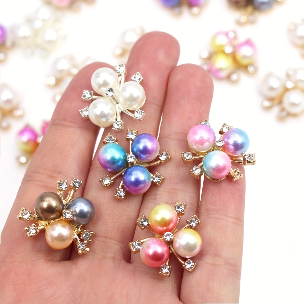 50 Pcs Rhinestone Embellishments Pearl Buttons, 1 Inch Rhinestone Pearl  Buttons Accessory Decoration Set For Jewelry Making Wedding Party Home  Decorat