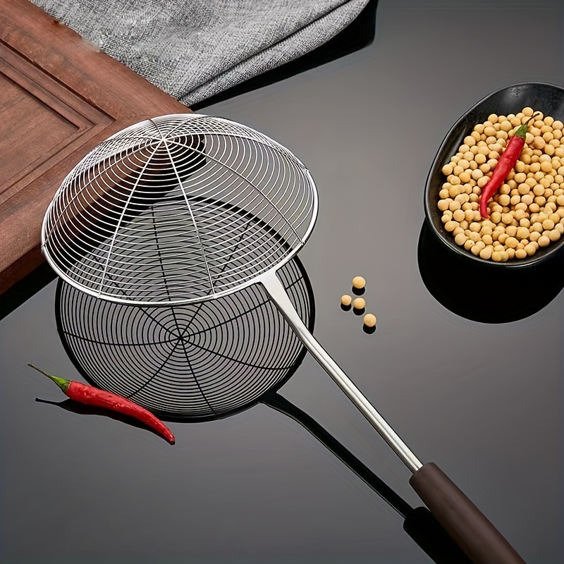 Spider Strainer Skimmer Spoon Ladle for Cooking and Frying,304 Stainless  Steel Kitchen Utensils Wire Strainer Pasta Strainer Spoon with Solid Wood