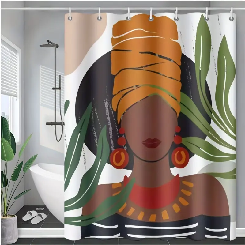 Waterproof African Shower Curtain 12 Hooks Temu