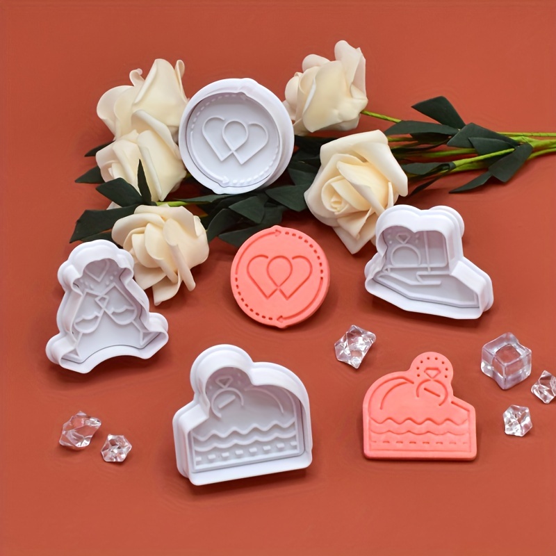 Valentine's Day Cookie Plunger Cutters White Plastic Cookie - Temu