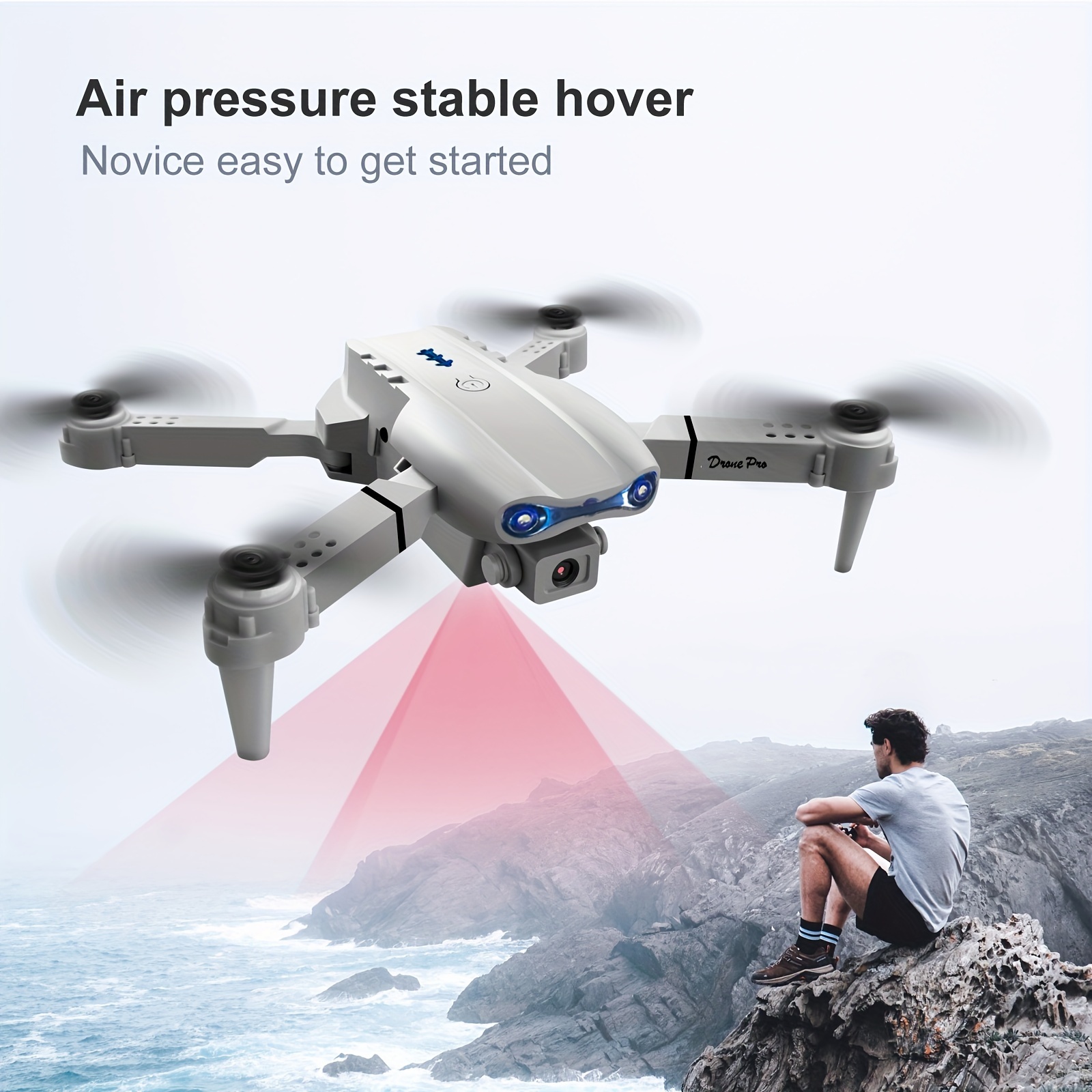 new e99 quadcopter drone with hd camera one key takeoff and landing altitude hold 360 stunt rolling supports wifi connection to mobile app foldable design suitable for beginners christmas gift details 4