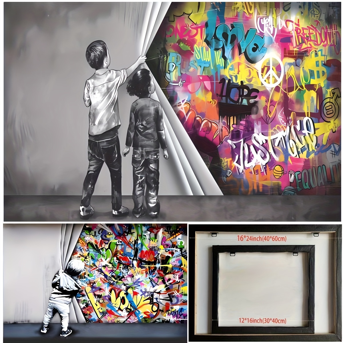 Modern Creative Graffiti Wall Art Colorful Street Art Painting Pop Art  Canvas Prints Home Decoration Artwork Framed Pictures for Living Room  Office