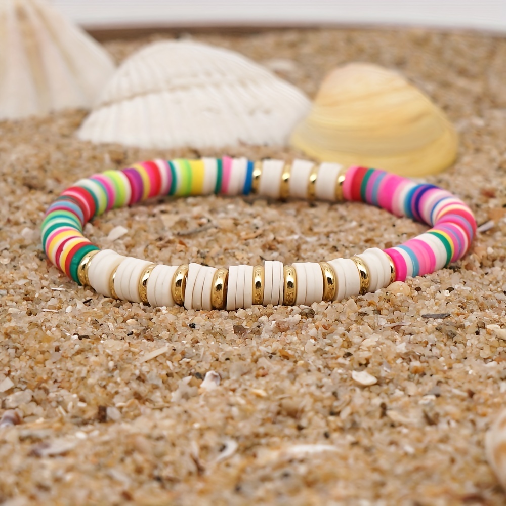 New Beaded Stretchy Clay Bead Set/3 Bracelets Handmade Kids Teens