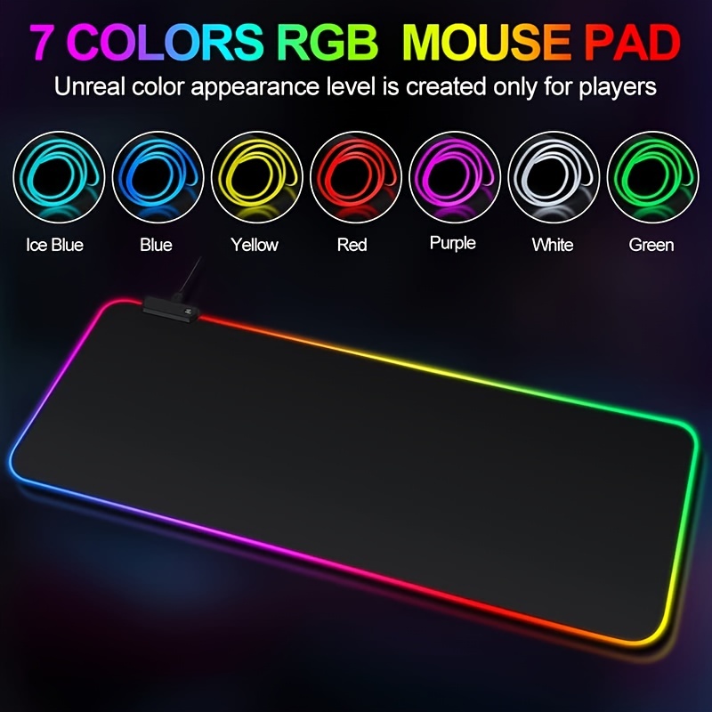 RGB Mousepad Led Mouse Pad, Large Mouse Pad,Led and Big Rubber Mouse  mat(White)