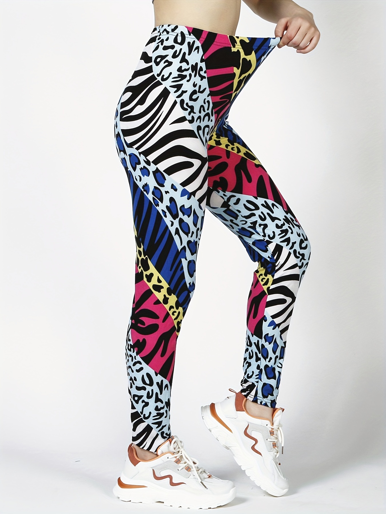 Tiger Stripe Animal Print Neon Spandex Leggings Vintage 80s inspired  Costume S 