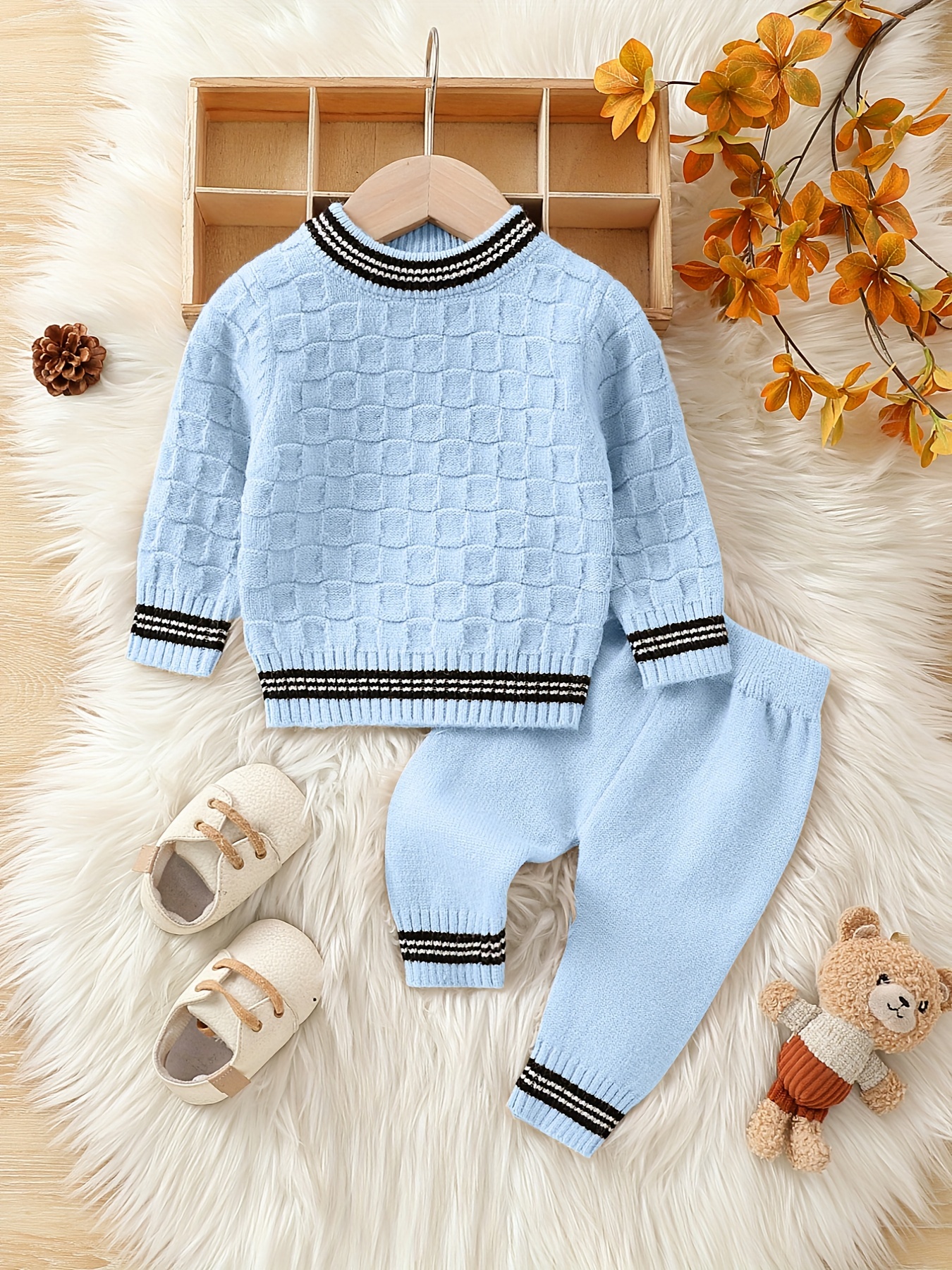 Houndstooth Plaid Knit Sweater Pant Matching Sets 2 Piece Winter Sets Women Loungewear  Tracksuit Knitted Two Piece Women Sets - AliExpress