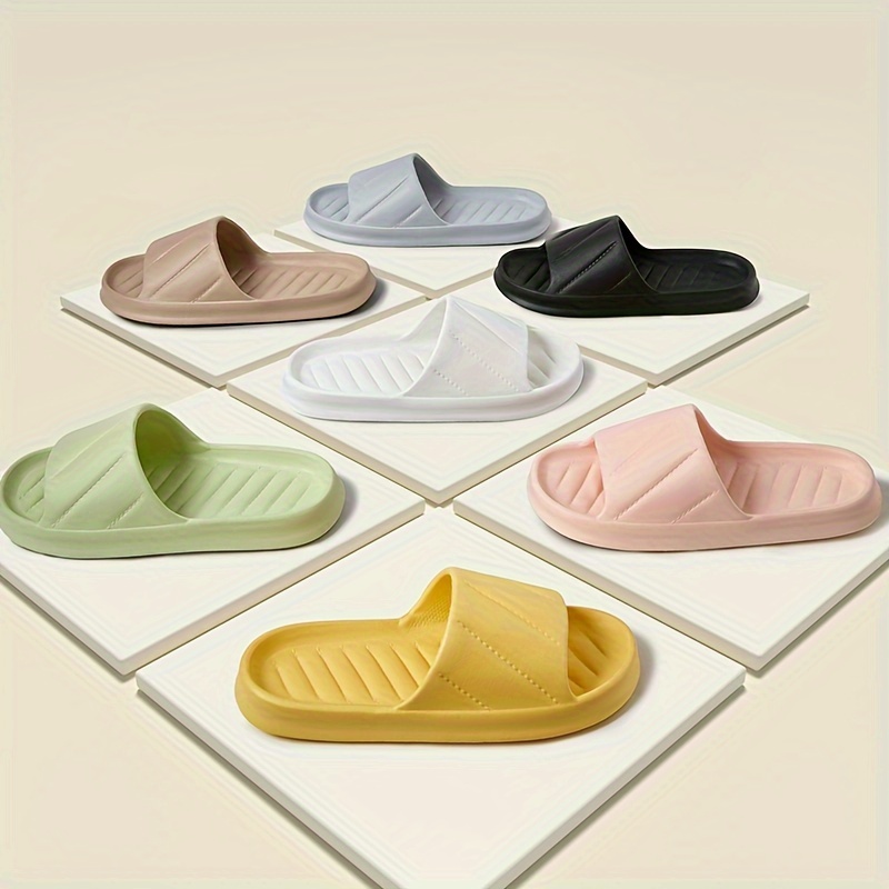 

Men's Solid Eva Slides, Non Slip Quick-drying Open Toe Slippers For Indoor Walking And Shower
