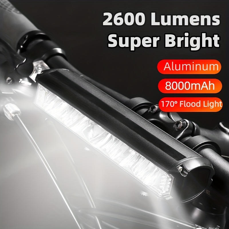  TYKEVO Luz delantera para bicicleta, faro delantero de bicicleta  con 2000 lúmenes reales, fuerte potencia de iluminación y diferentes modos  de uso, batería recargable tipo C de 5200 mAh y pantalla