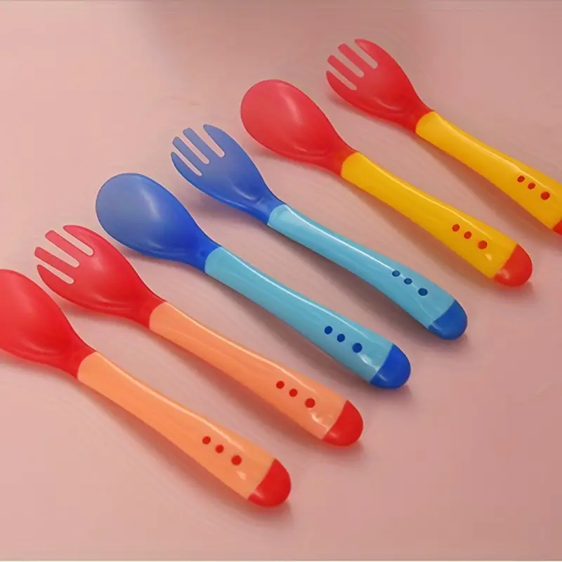 Baby Spoons And Forks Feeding Set, Soft Silicone Tip Heat Sensitive Toddler  Utensils First Stage For Self Feeding, Baby Heat Spoon Kit Multi Color  Infant Spoons - Temu Germany