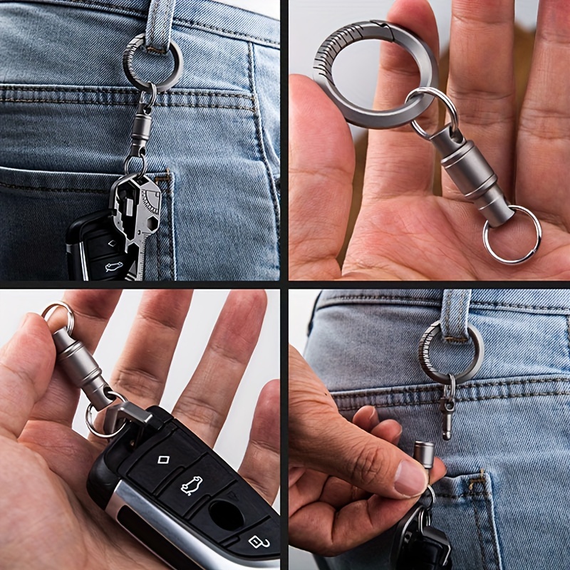 Porte-clés en alliage de titane pour hommes et femmes, rotation