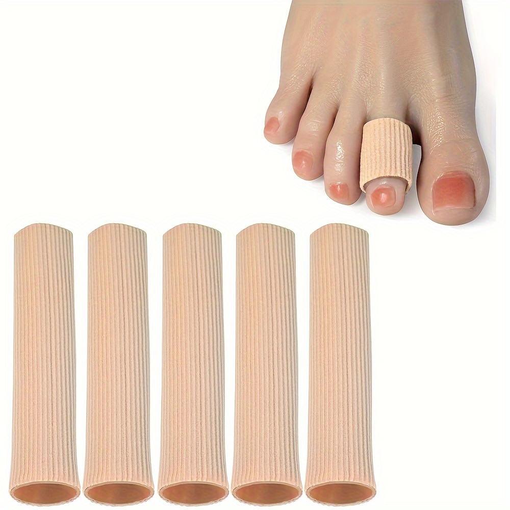 

Toe Wear Prevention Protective Cover, Cuttable 5 Toe Tube Covers, Made Of Elastic Fabric, Lined With Silicone, Toe Protector