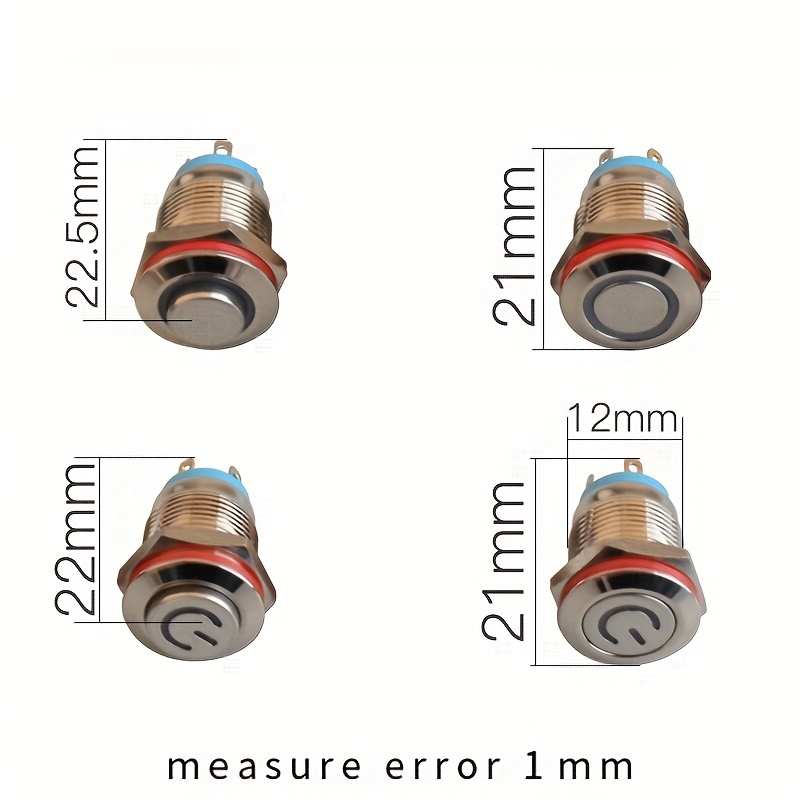 Bouton Poussoir Interrupteur 12 mm Rond - Momentané ou Permanent 12V 24V  230V 2A