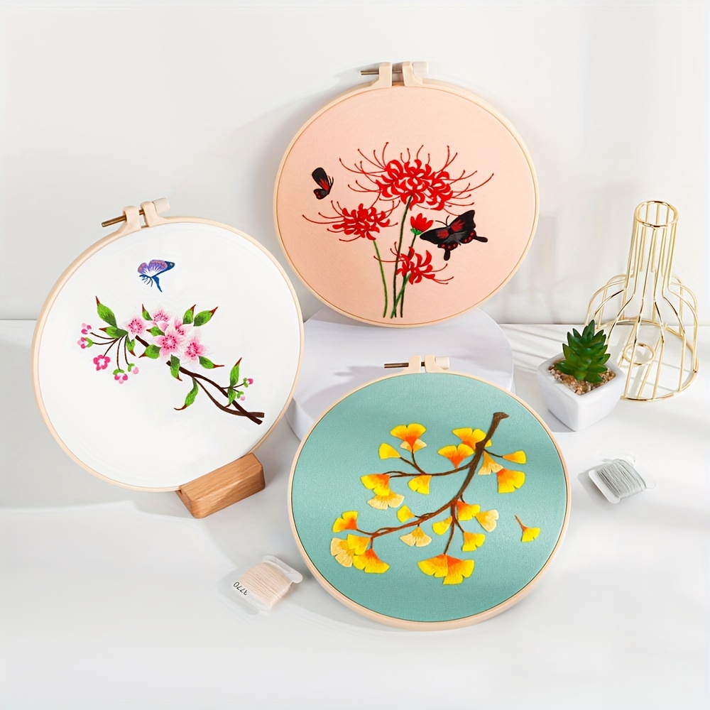 Embroidery Kit Chinese Style Flowers Lotus Manjusaka Pattern - Temu