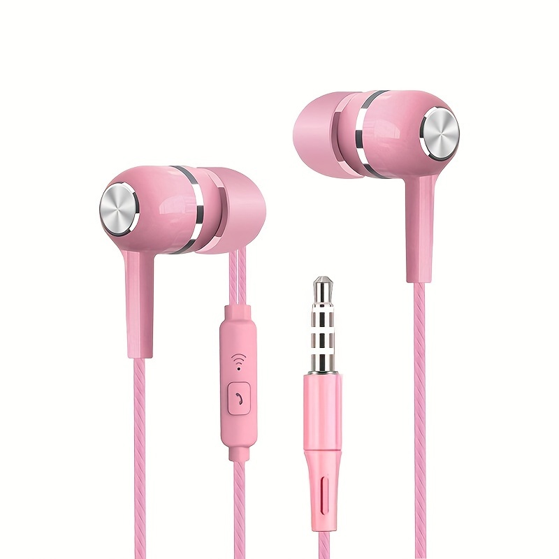 Pink earphones with mic hot sale