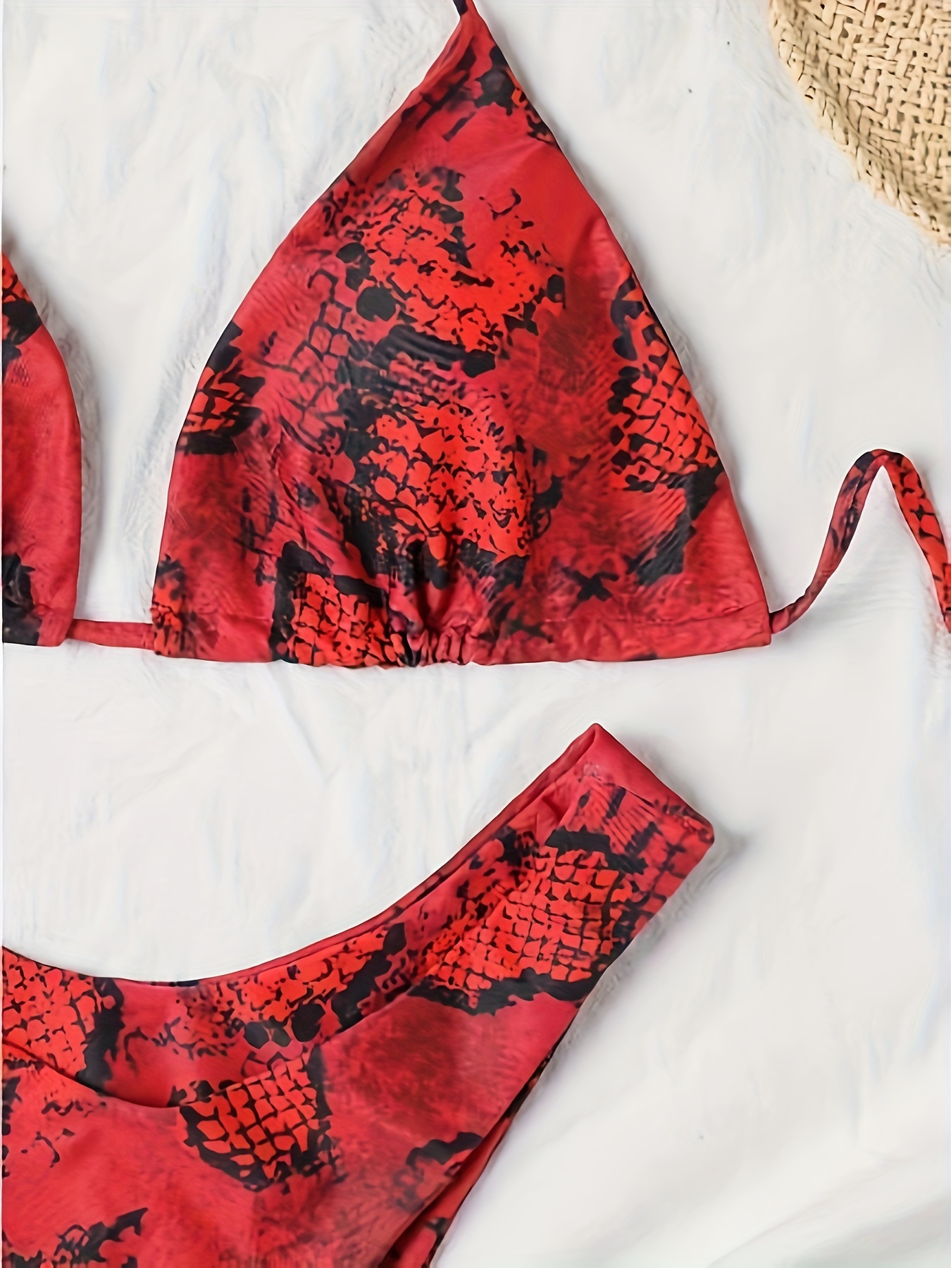 Zaful red best sale snakeskin bikini