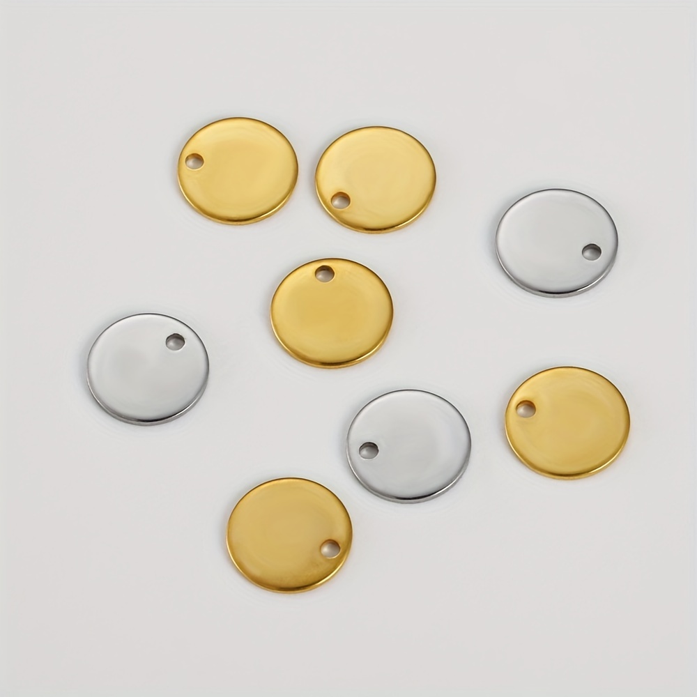 

20pcs Stainless Steel Round Tag Color 0.8/1.0/1.2/1.5cm Pendant With Hole Polished Round Tag Pendant Tail Chain Pendant Accessories