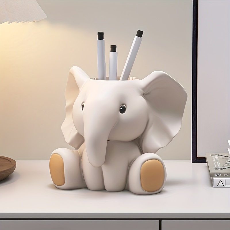 Elephant Pencil Holder With Phone Stand, Resin Carving Elephant Gifts For  Women, Multifunctional Pen Pot Office Desk Decoration Stationery Supplies O  - Yahoo Shopping