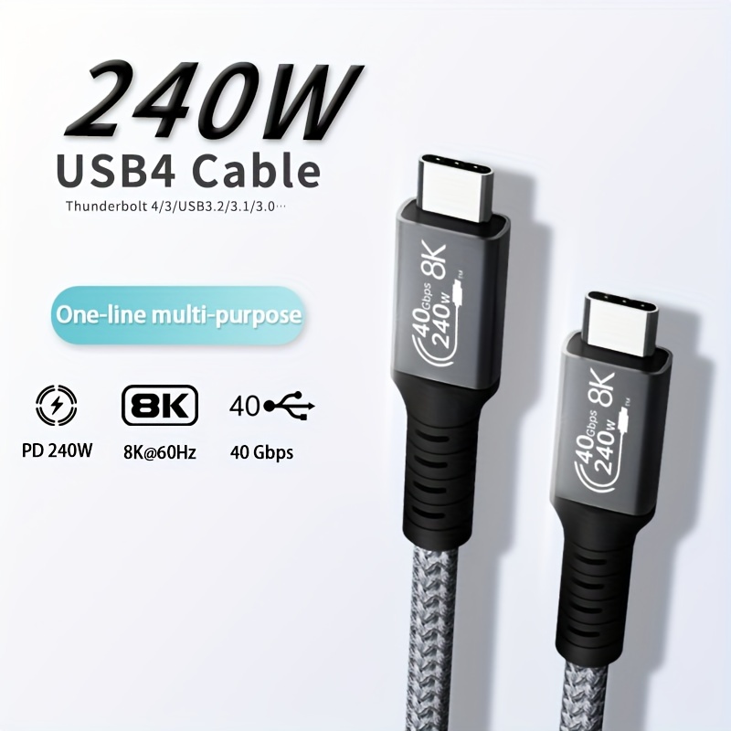 USB C 3.1 Gen2 10Gbps Cable 3m 100W, 10ft Long, 4K 60HZ Type-C 5A E-Mark  Fast Charging Nylon Braided Cord For MacBook Dell iPad