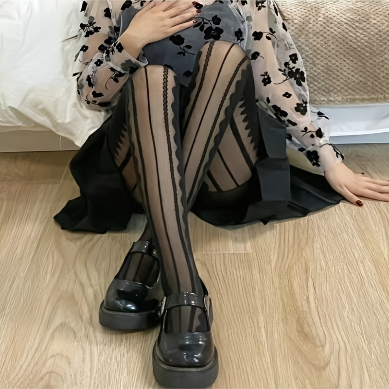 Black Vertical Striped Stockings