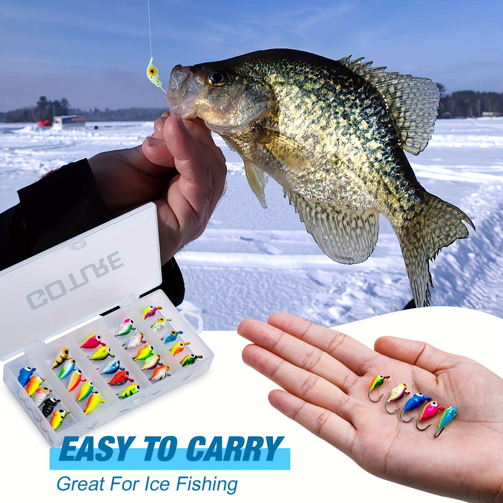 12Pcs Winter Ice Fishing Lure ice jigs for Crappie Bass Panfish 1.2g-2.6g  Artificial bait Hard Jig Head Hooks Fishing Kit