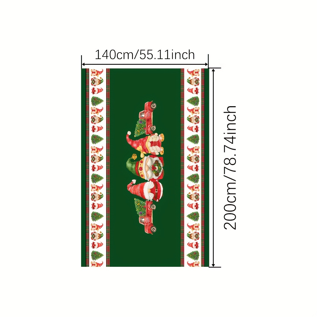 Polyester Tablecloth Merry Christmas Table Cover Truck Gnome Pattern Fab