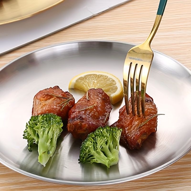 Stainless Steel Round Serving Platter for Barbecue Steak Dessert Buffet