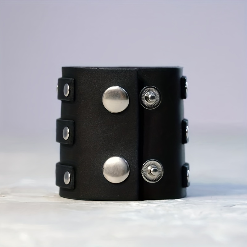 Men's Leather Wrist Guard Wide Square Buckle