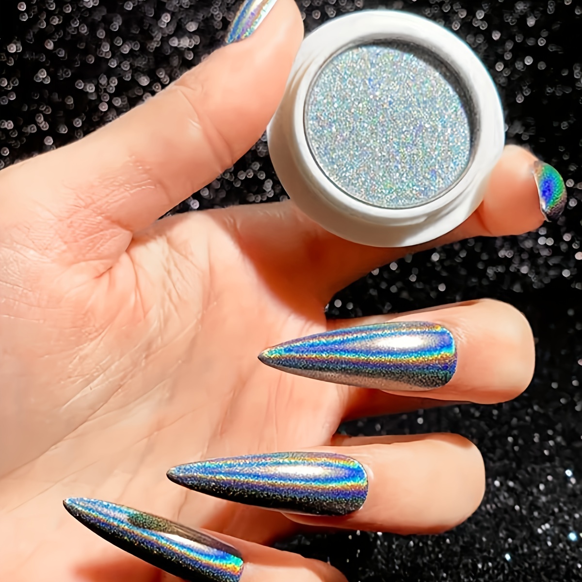 Holographic Chrome Nail Glitter Power rainbow Unicorn Mirror - Temu