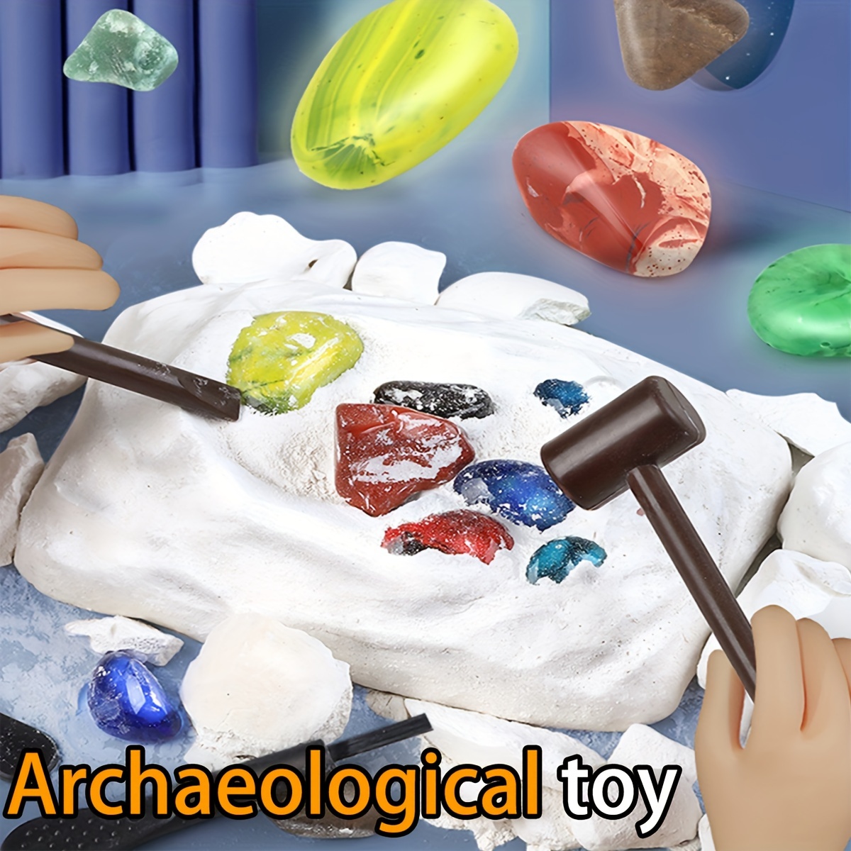 Kit d'excavation de pierres précieuses et minéraux pour enfants