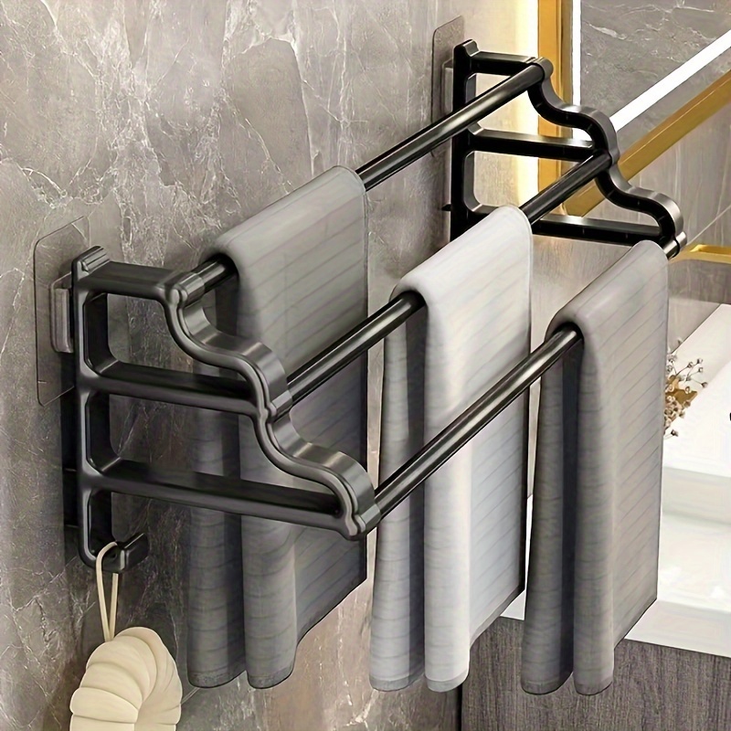 55cm Self-adhesive Bathroom Towel Rack Holder without Drilling Wall Mounted  Bath Towel Shelf Kitchen Accessories Towel Hanger