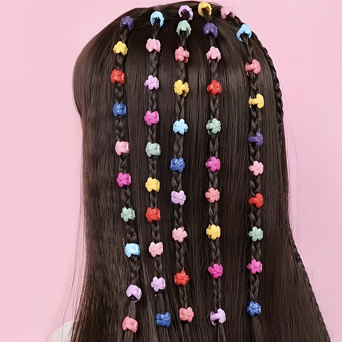 

100pcs Random Color Flowers Shaped Hair Clips Colorful Flowers Claw Clips Hair Accessories For Toddler Girls, Ideal Choice For Gifts