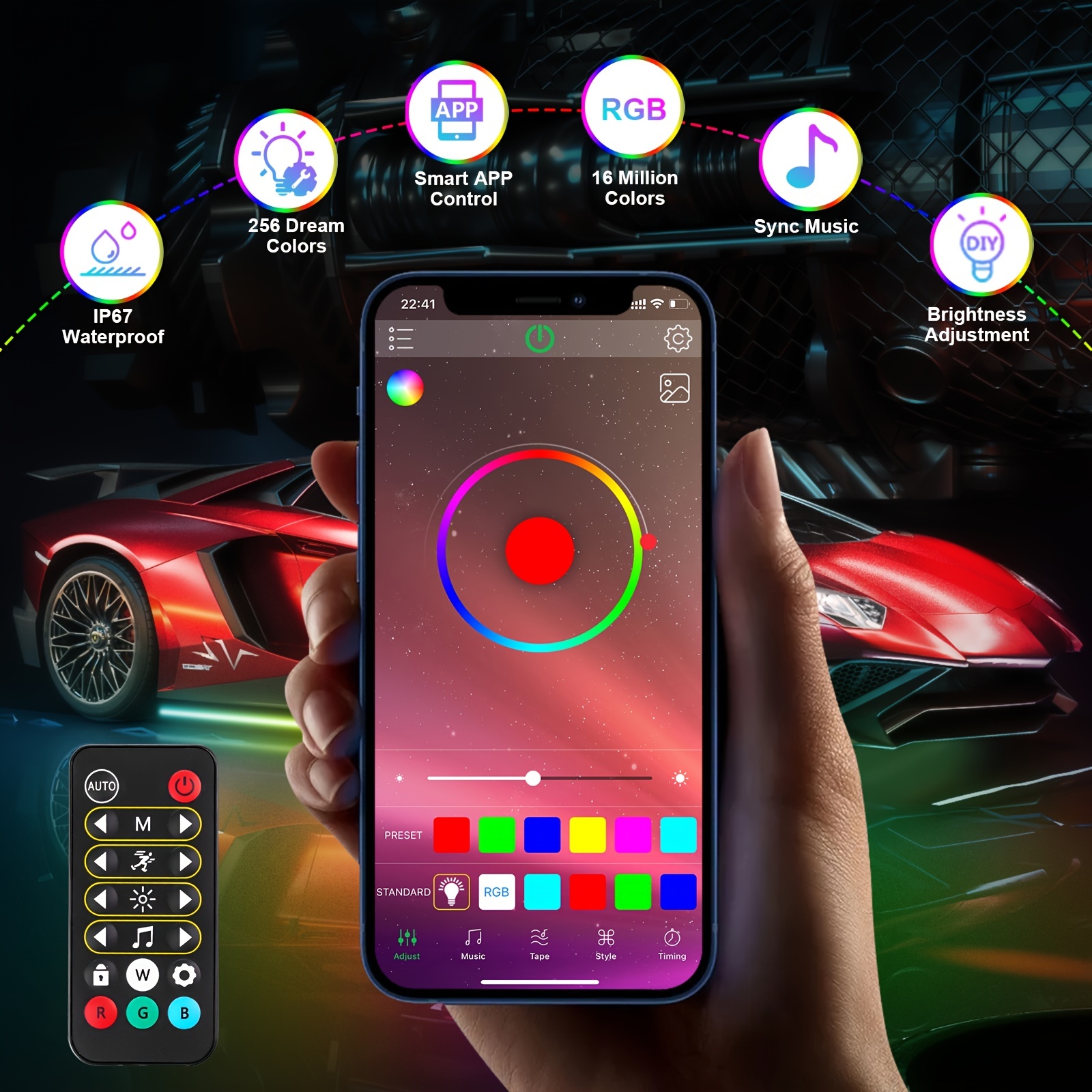 Kit Underglow Auto Luci A Led Camion App E Telecomando 16 - Temu Italy