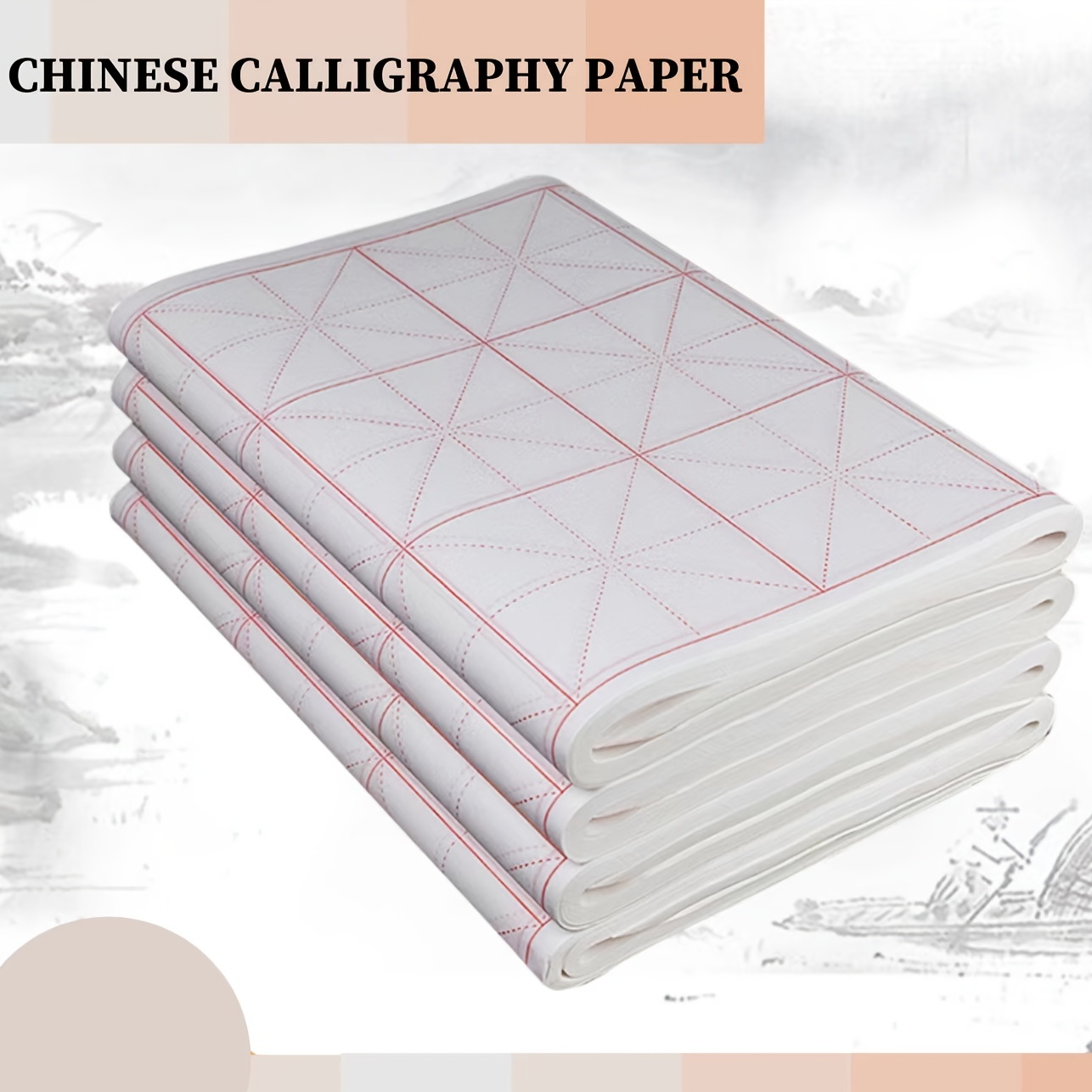 Healifty 150 Sheets Chinese Calligraphy Paper Grid Paper Xuan Rice Paper for Chinese Calligraphy Brush Ink Lover Beginner Writing Sumi Set