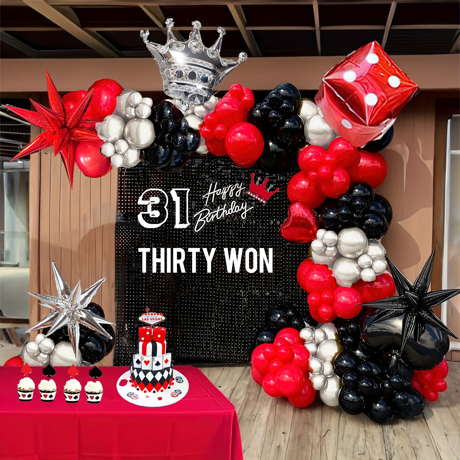 Pin by Adrian Wells on Mom's 60th Birthday  Black party decorations, Red  party decorations, Silver party decorations