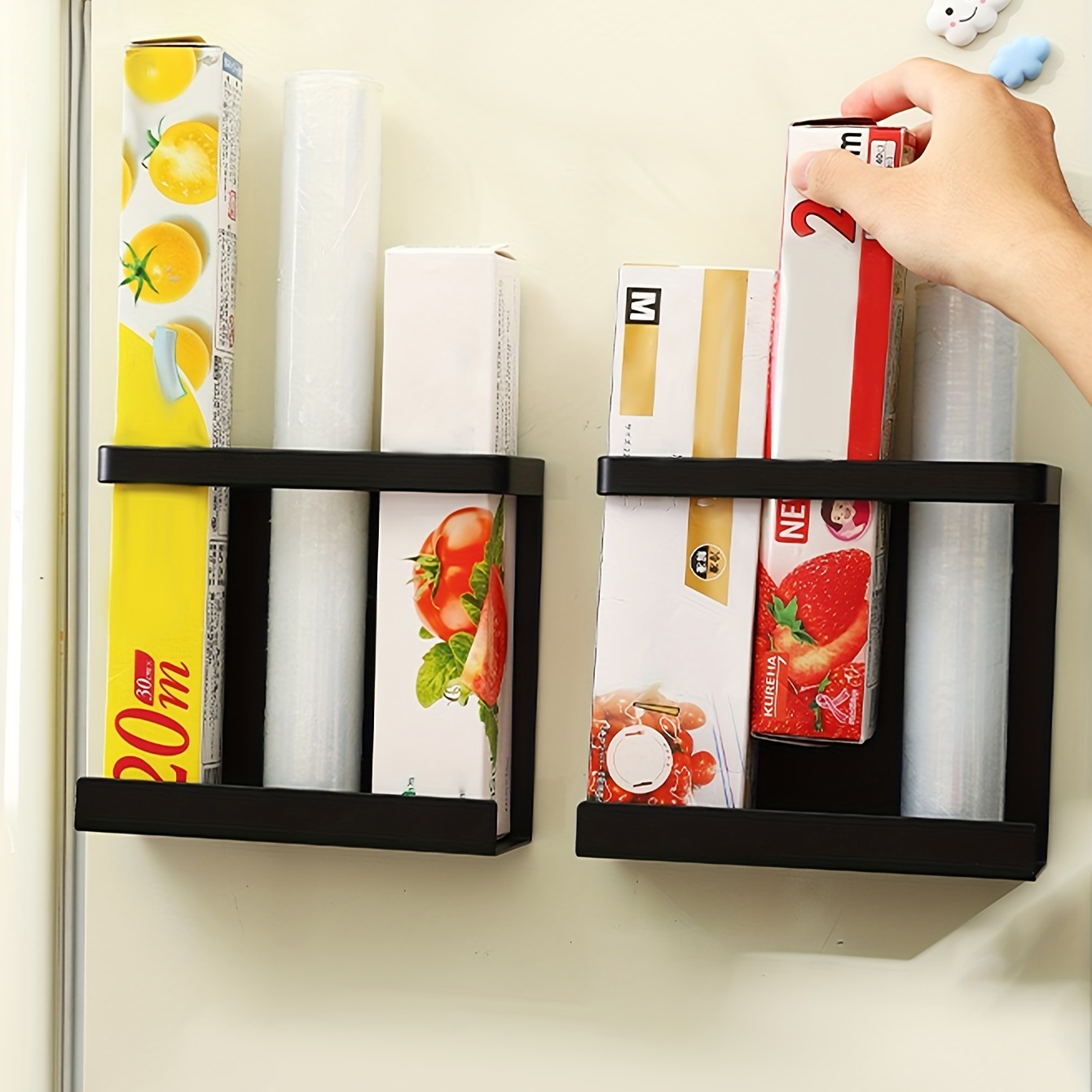 1 Stück, magnetisch absorbierendes Kühlschrank-Seitenregal,  Baggie-Empfangsregal, Artefakt-Wickel-Kühlschrank, zum Aufhängen,  kostenloser Stanzer