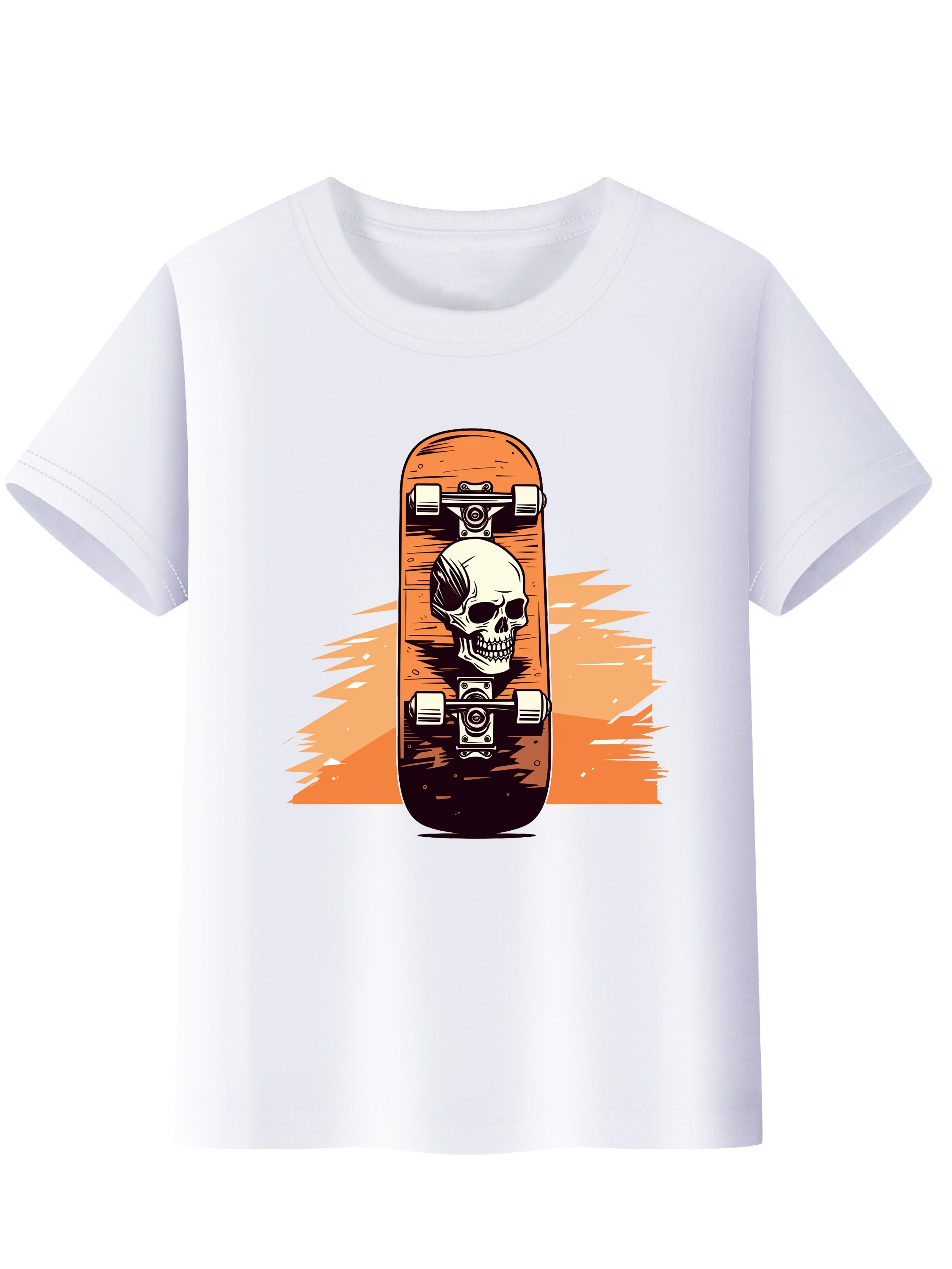 Skateboard Skull Car Print Boys Creative T shirt Casual - Temu