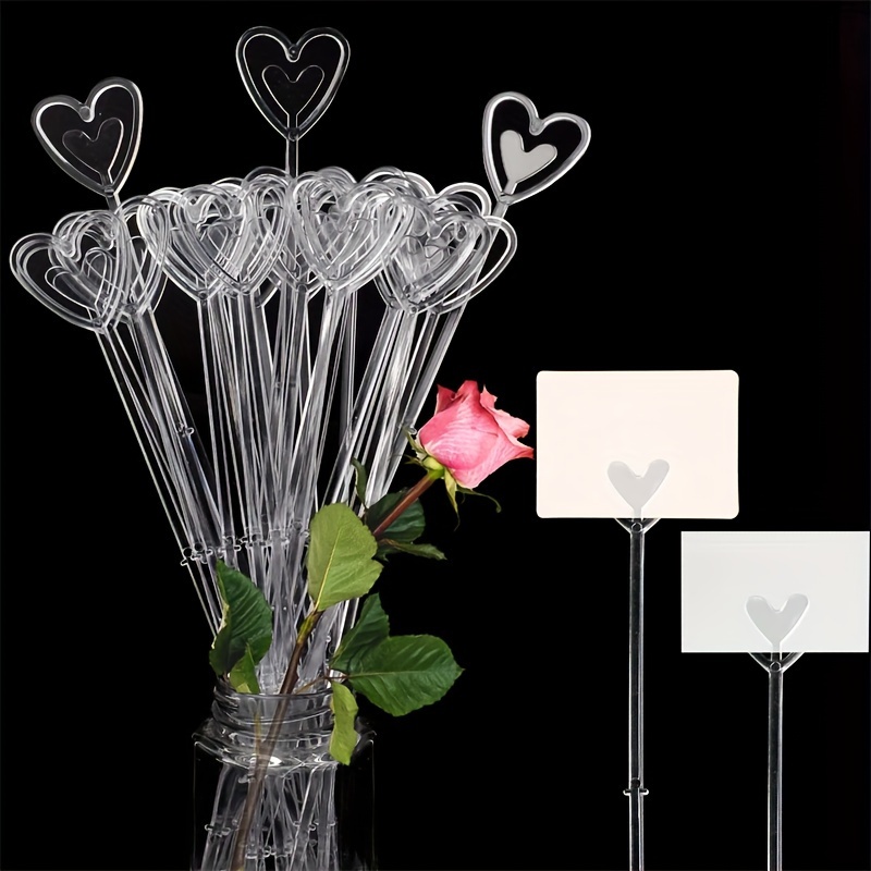 Nitial 100 Pcs Plastic Floral Picks Floral Card Holder Flower Picks Heart  Shape Flower Place Card Holder Floral Pick Clip Card Holder for Wedding  Bouquet Birthd…