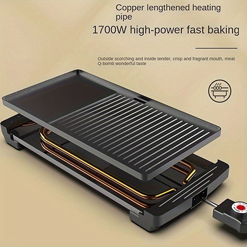 1pc, Washboard Shaped Electric Baking Pan, Multi-functional Household  Electric Oven, Non-stick Barbecue Machine, Light Smoke Less Oil Baking Pan,  Kitc