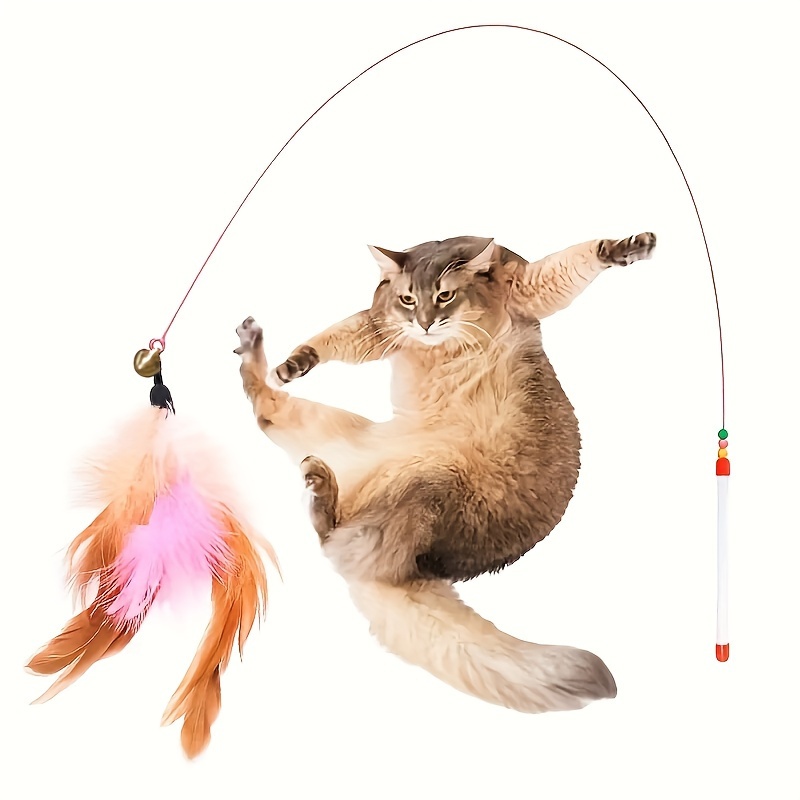 Cat Teaser Toy Cat Interactive Fishing Pole Toys Indoor Cats - Temu