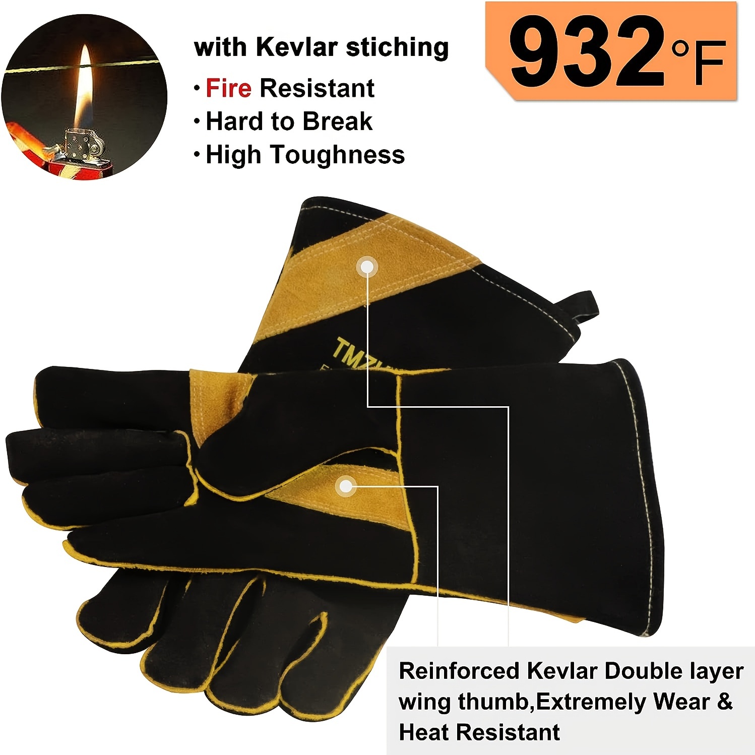 BBQ Grill Gloves, Premium Extreme Heat Resistant Up to 932℉, Great for