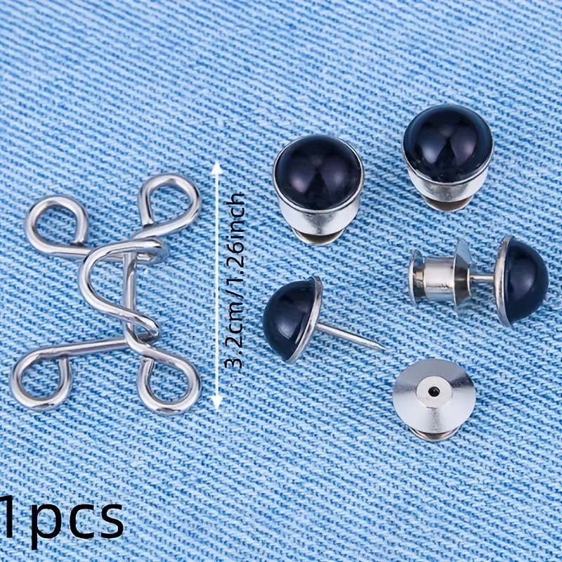 1 Set Of Pant Waist Tightener Instant Jean Buttons For Loose Jeans Pants  Clips For Waist Detachable Jean Buttons Pins No Sewing Waistband Tightener