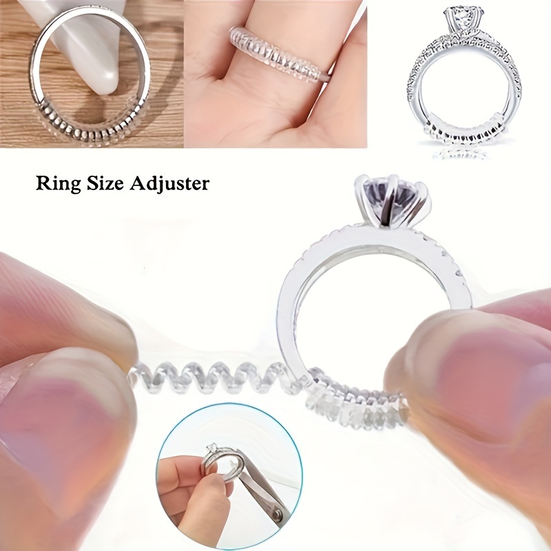 28 Pieces Plastic Ring Size Adjuster Ring Sizer Adjuster for Loose Rings Ring Filler for Loose Rings Ring Spacers for Women Ring Resizer Invisible