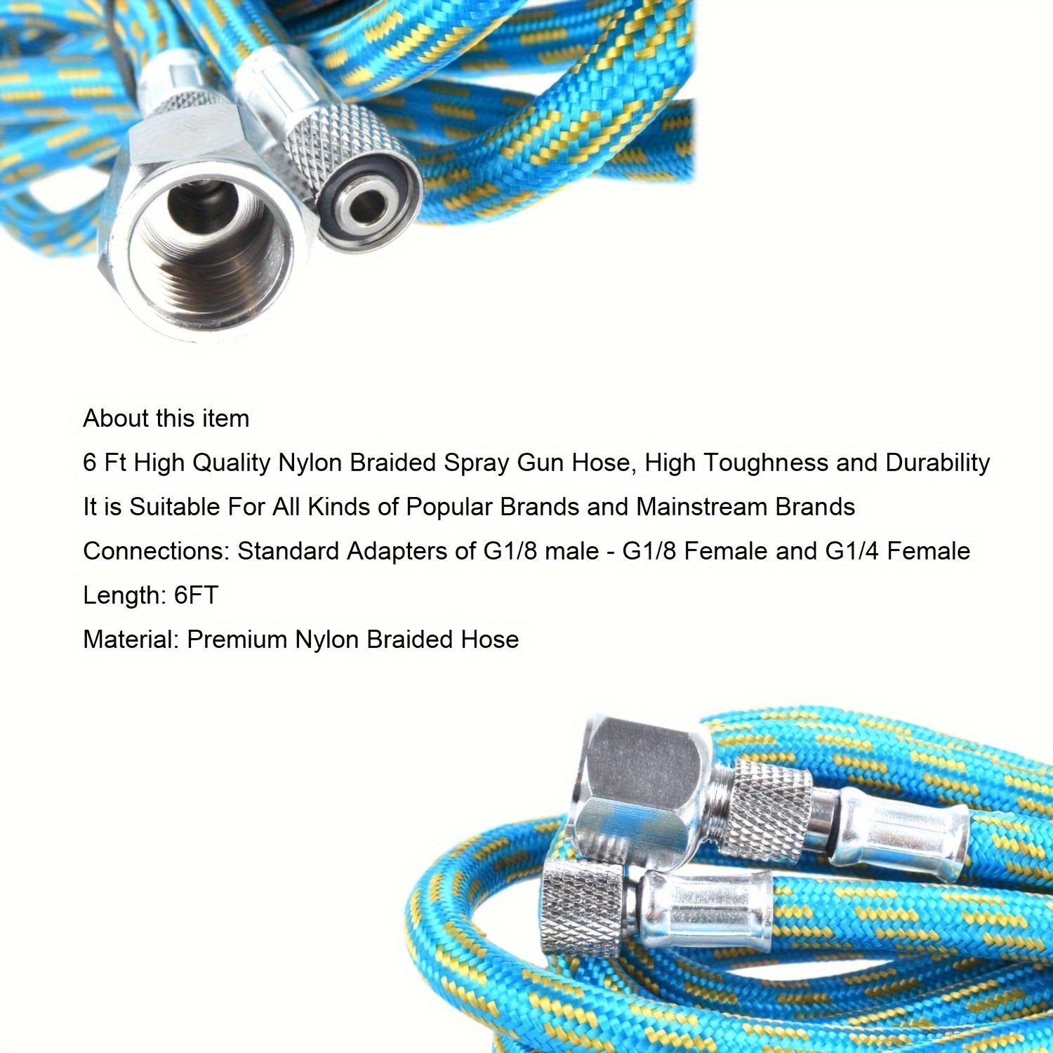 Airbrush Hose Nylon Braided Air Hose With Both Ends Joint - Temu