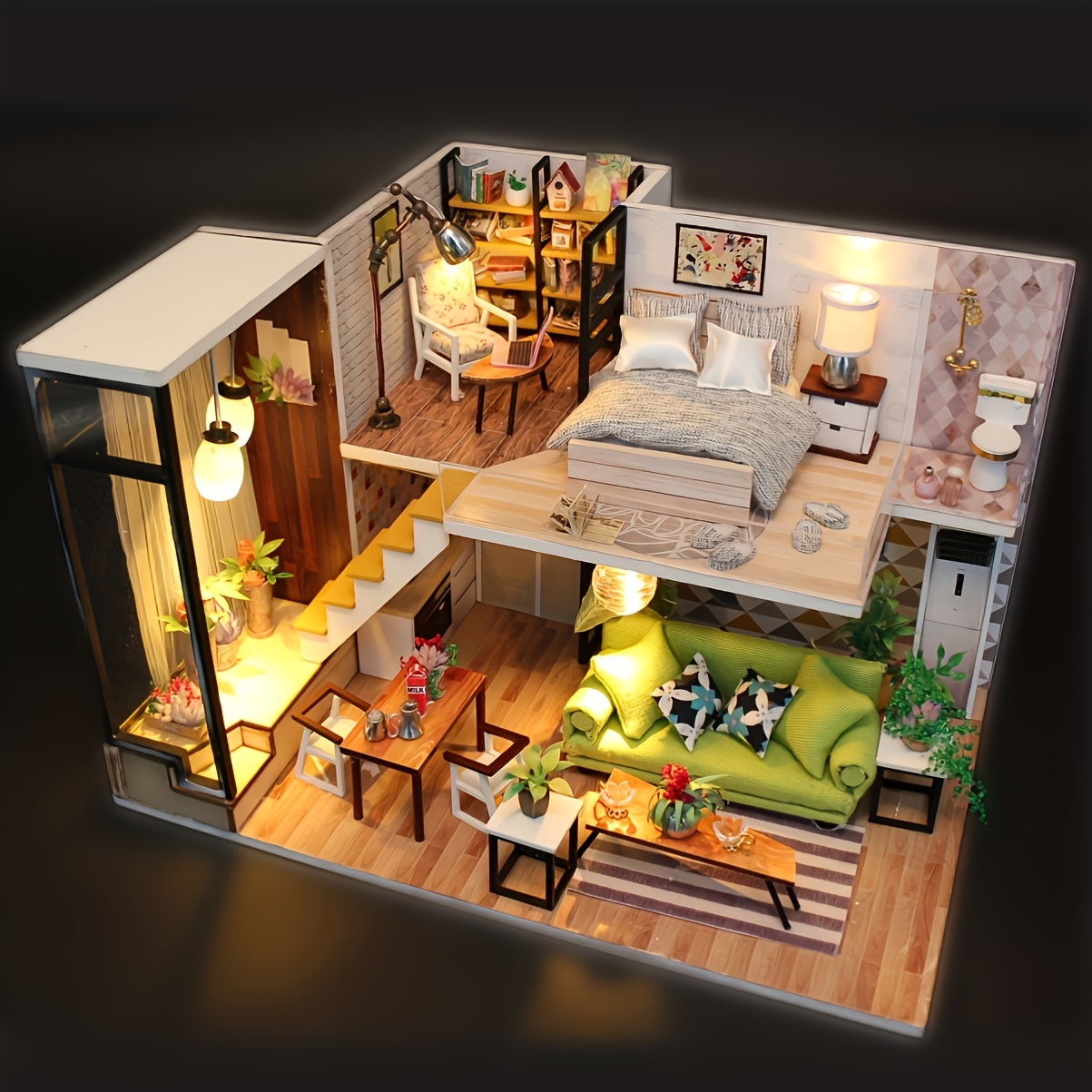 1pc Casa Delle Bambole In Miniatura Fai-da-te Kit Casa Della