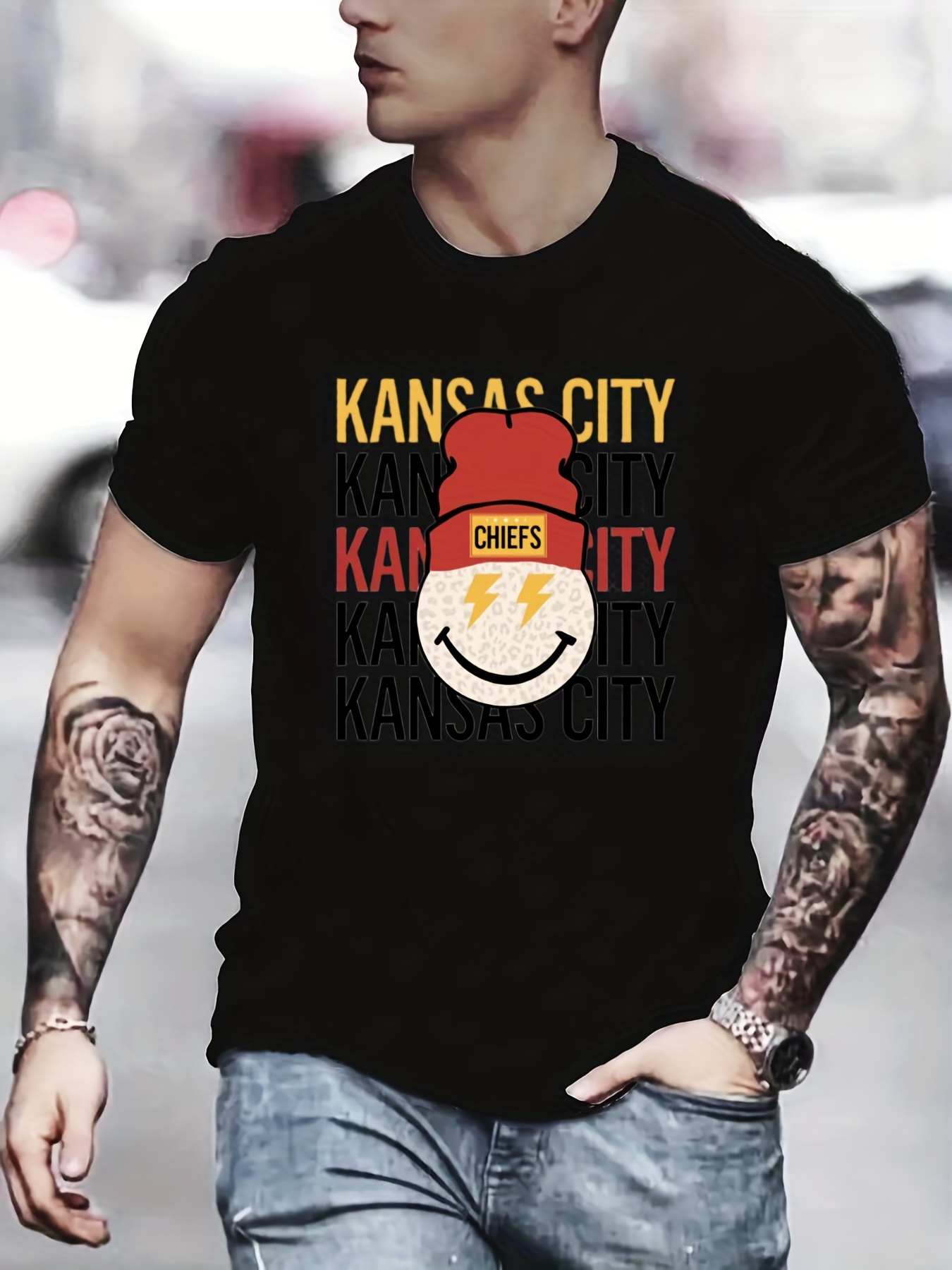 Kansas City Chiefs Women's V Neck Short Sleeve T Shirt Summer Casual  Tee Tops