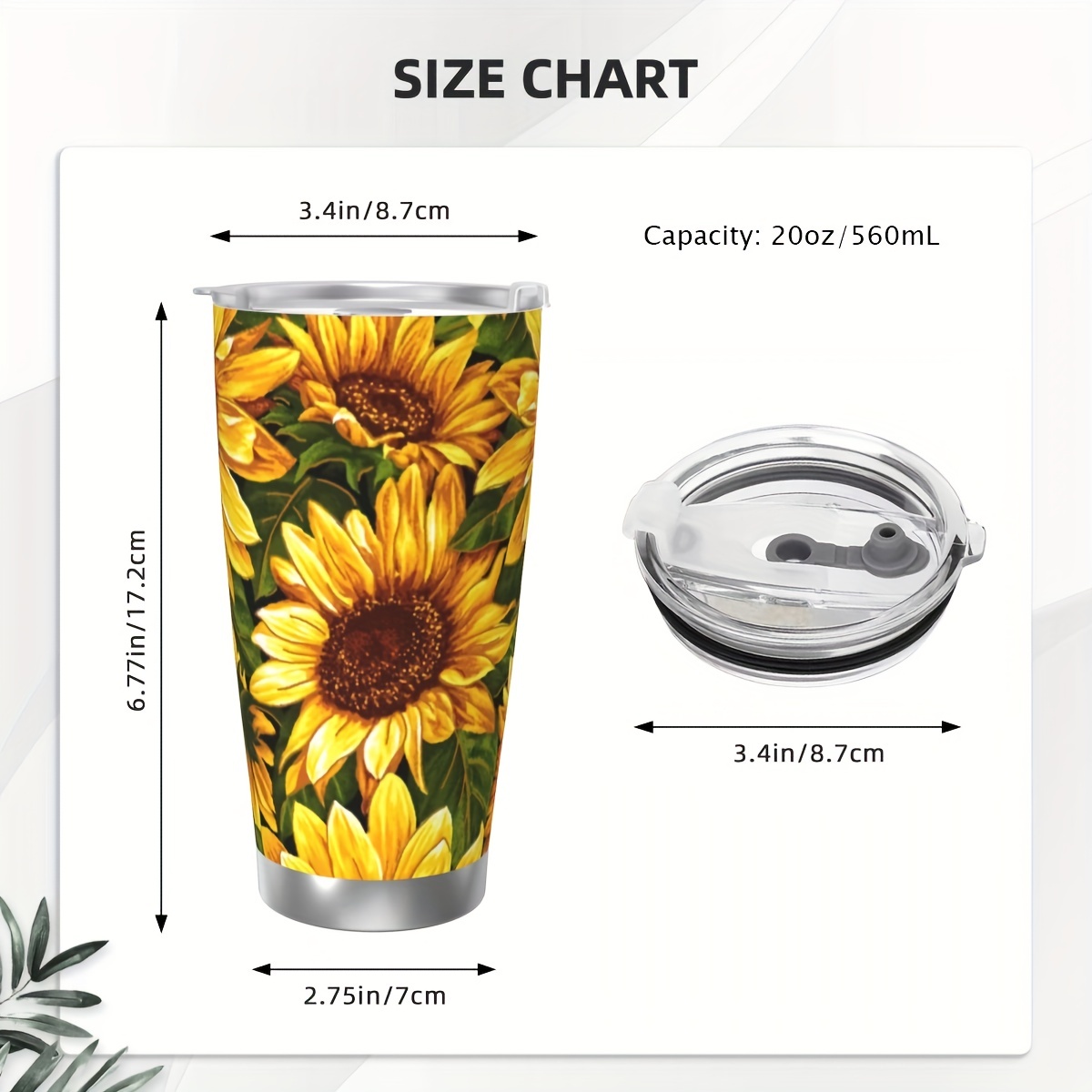 Sunflower Printed Insulated Tumbler Stainless Steel Travel - Temu