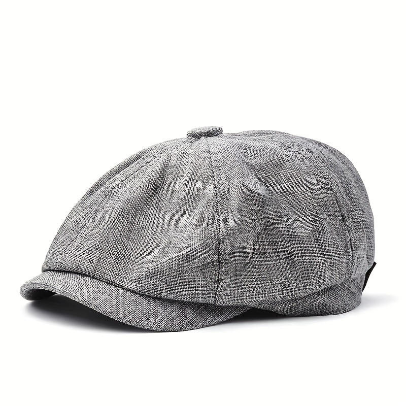 Chapéu de aba plana em linho para homem, respirável, estilo Gatsby, ideal para o verão